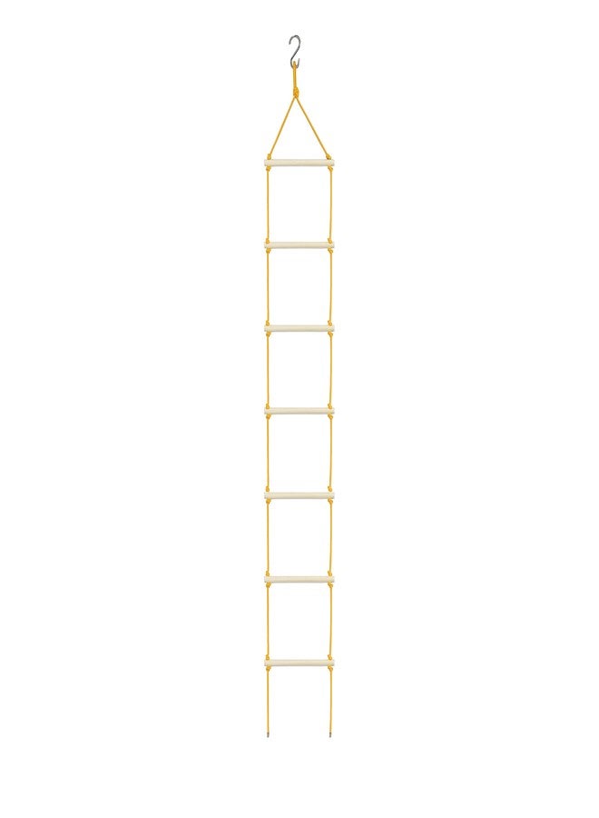 BOFFLE Rope Ladder for Kids | Climbing Ladder for Kids | Wooden Ladder | Indoor Outdoor Games for Kids, Physical Activity for Play Activity Ninja for 3 to 10 Years (Yellow) - Image 1
